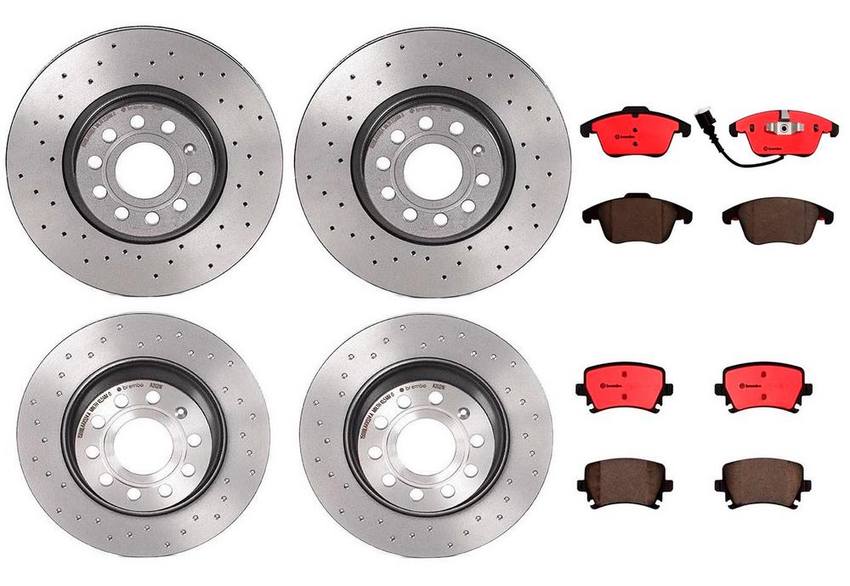 VW Brakes Kit - Pads & Rotors Front and Rear (312mm/282mm) (Xtra) (Ceramic) 8E0698451J - Brembo 1635158KIT